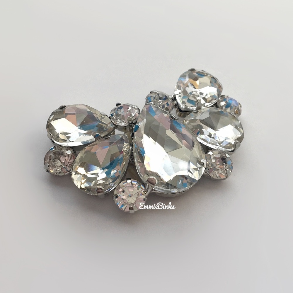 New 2 Piece Rhinestone Crystal Shoe Clips / Bridal Formal Shoe Accent Jewelry - Picture 7 of 16